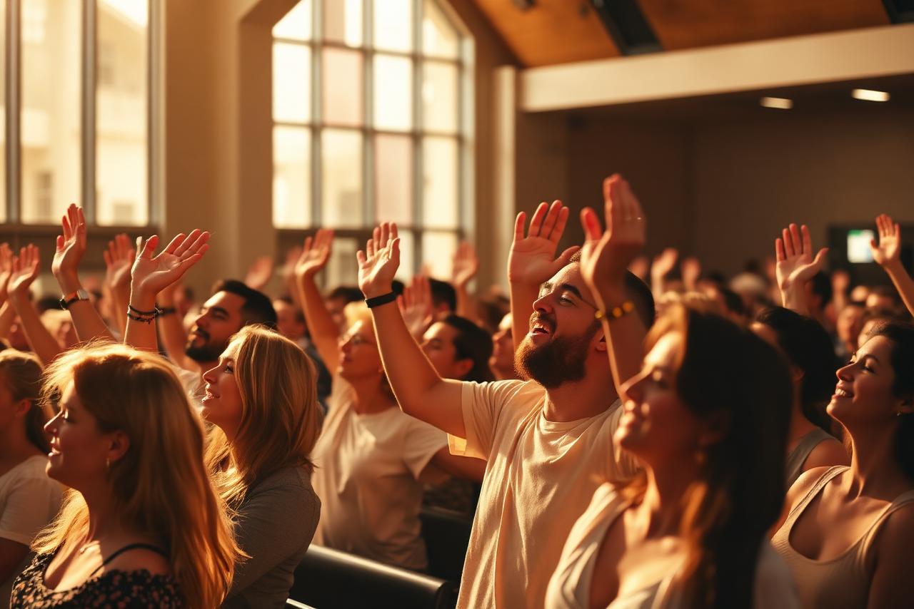 Congregation worshipping